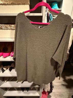 Relaxed Olive Scoop Neck Ribbed Sweater